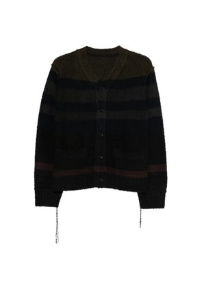 sacai striped pocket cardigan - Black