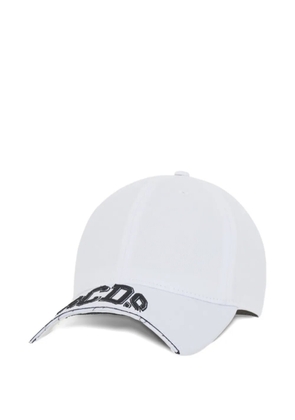GCDS cut-brim logo-detail cotton baseball cap - White