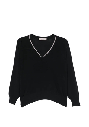 D.Exterior V-neck long-sleeve sweater - Black