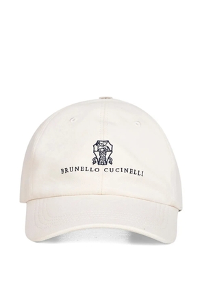 Brunello Cucinelli embroidered crest logo cap - White