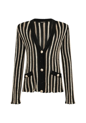 Roberto Cavalli striped-pattern button-up cardigan - Black