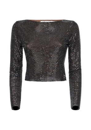 Self-Portrait rhinestone tulle top - Black