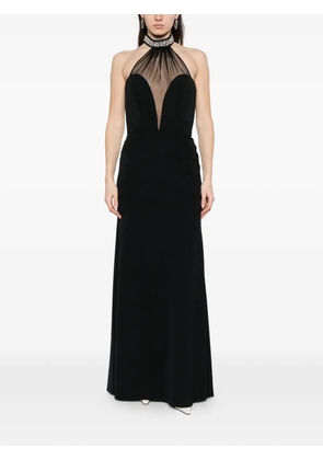 ALESSANDRO LEGORA embellished mesh-panel maxi dress - Black