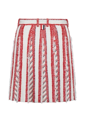 Thom Browne pleated tweed mini skirt - White