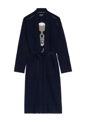 Zadig&Voltaire Salonny skull-intarsia belted cardi-coat - Blue