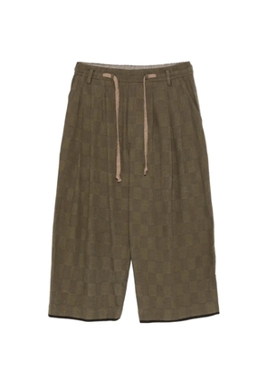 Ziggy Chen checked drawstring-fastening trousers - Green