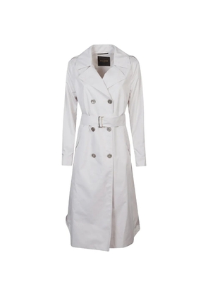 Moorer double-breasted belted coat - White