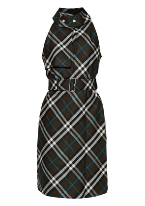 Burberry check pattern halterneck dress - Green