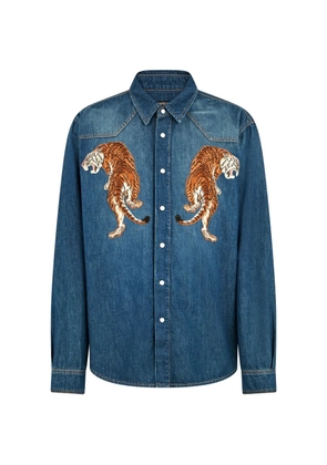 Roberto Cavalli tiger-appliqué shirt - Blue
