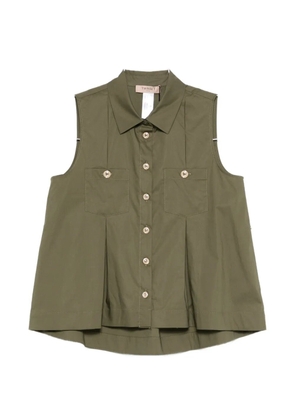 TWINSET pleated patch-pocket shirt - Green