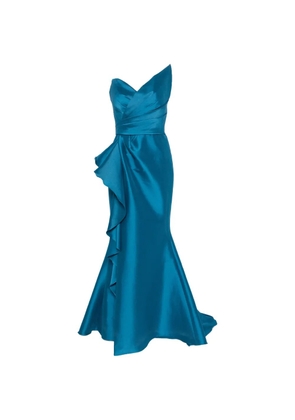 Marfil Barcelona ruffled strapless maxi dress - Blue