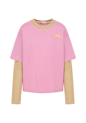 Marni striped logo T-shirt - Pink