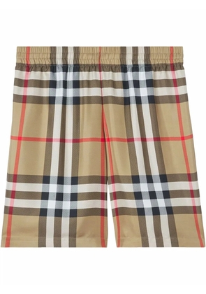 Burberry check-print silk shorts - Brown