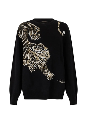 Roberto Cavalli tiger-print crew-neck sweater - Black