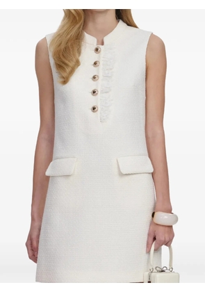 Self-Portrait button placket lace mini dress - White