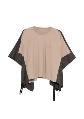 MM6 Maison Margiela colour-block tie-detail T-shirt - Brown
