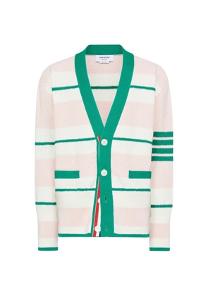 Thom Browne Seed Stitch 4-Bar striped cardigan - White