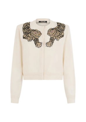 Roberto Cavalli tiger-embellished cardigan - Neutrals