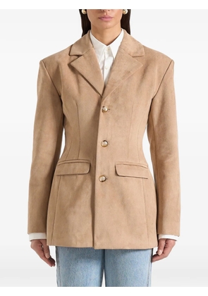 Manière De Voir Claire wide-shoulder marble-button blazer - Neutrals