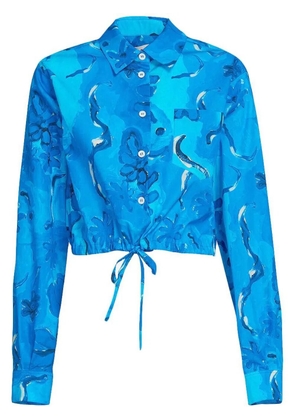 Marni graphic-print cropped shirt - Blue