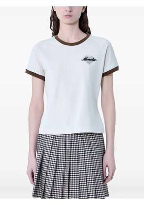 Moncler embroidered heart-motif T-shirt - Neutrals
