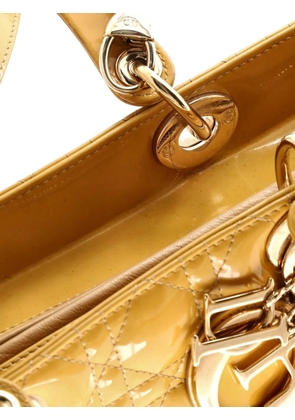 Christian Dior Pre-Owned Lady Dior Bag Cannage Quilt Patent Medium satchel - Yellow
