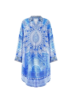Camilla graphic-print shirt mini dress - Blue