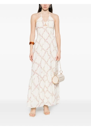 TWINSET floral halterneck maxi dress - White