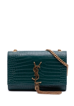Saint Laurent Pre-Owned 2022 Small Croc Embossed Leather Monogram Kate Tassel crossbody bag - Green