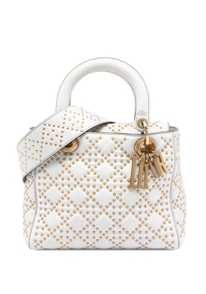 Christian Dior Pre-Owned 2017 Medium Lambskin Cannage Studded Supple Lady Dior satchel - White