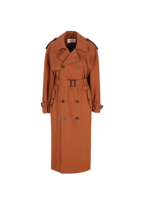 Saint Laurent belted double-breasted coat - Orange