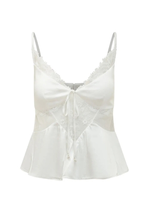 Self-Portrait satin lace top - White