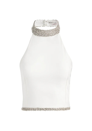 alice + olivia embellished halterneck top - White