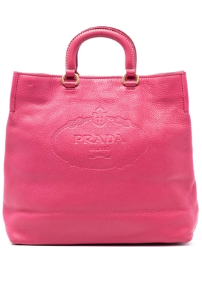 Prada Pre-Owned 2013-2026 Vitello Daino Embossed Canapa Logo Open Convertible Tote satchel - Pink