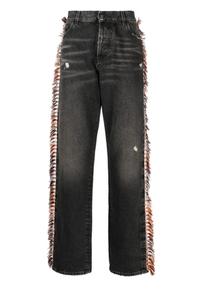 COUNTY OF MILAN fringe-detail straight-leg jeans - Black