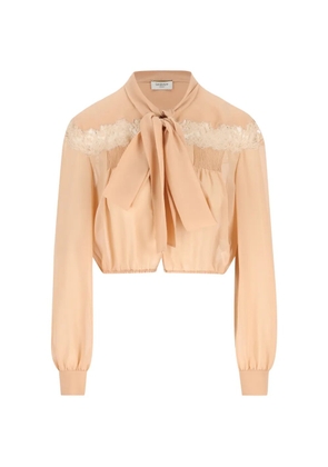 Saint Laurent Lavallière lace-detail blouse - Neutrals