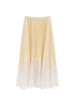 Self-Portrait lace pleated midi skirt - Neutrals