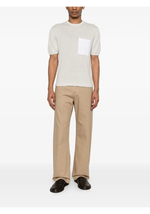 04651 / A TRIP IN A BAG chest-pocket knitted T-shirt - Grey