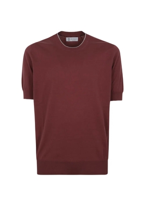Brunello Cucinelli contrasting-trim T-shirt - Red
