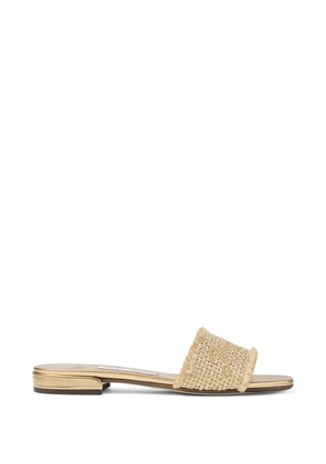 Jimmy Choo logo fringed flat sandals - Neutrals