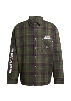 adidas button up check shirt - Green