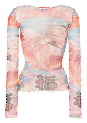 ACT Nº1 graphic-print semi-sheer sweatshirt - Red