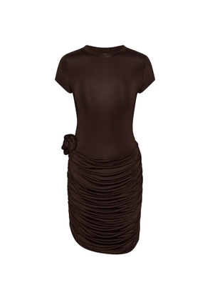ROTATE BIRGER CHRISTENSEN draped flower mini dress - Brown