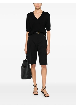 Soft Goat V-neck short-sleeve T-shirt - Black