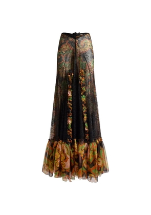 ETRO lace-detail floral maxi skirt - Black