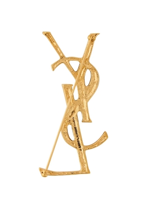 Saint Laurent embossed monogram brooch - Gold