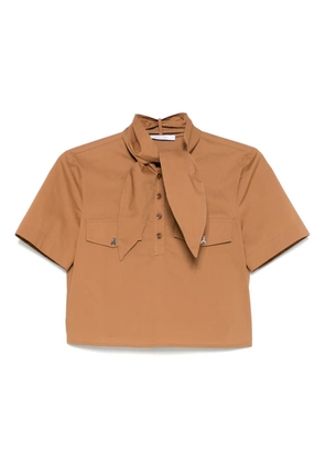 Patrizia Pepe scarf-detail poplin shirt - Brown