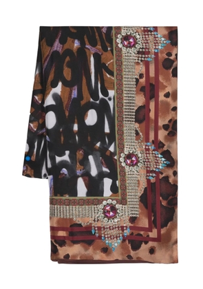 Pierre-Louis Mascia Aloe graphic-print silk scarf - Brown