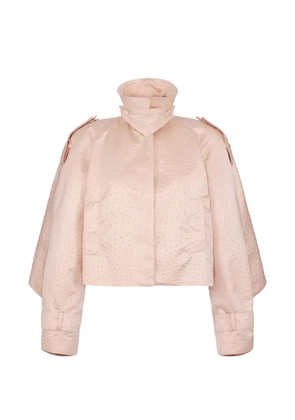 Elisabetta Franchi ostrich-print taffeta jacket - Pink