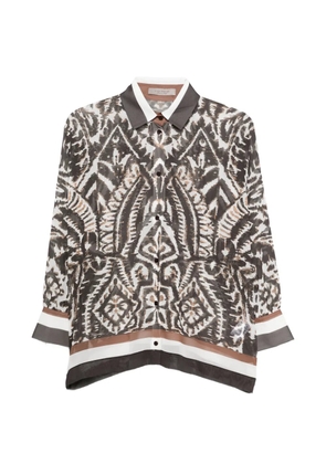 D.Exterior patterned buttoned shirt - Brown